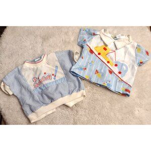 VINTAGE Mayfair Baby Newborn Short Sleeve Shirts Button Up Baseball Car Truck